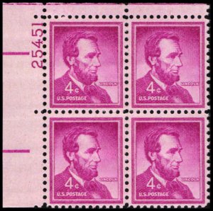 US #1036a LINCOLN MNH UL PLATE BLOCK #25451