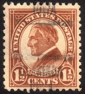 1923, US 1 1/2c, Harding, Used, Sc 553