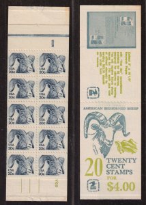 1982 Bighorn Sheep booklet Sc BK142 20c plate number 6 (2 Sc 1949a panes)