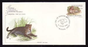 Flora & Fauna of the World #142b-stamp on FDC-Animals-Jaguar-Argentina-single st
