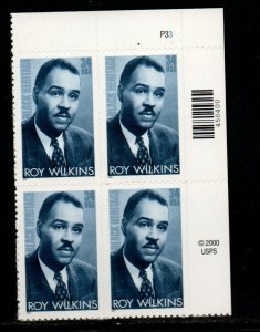 ALLY'S STAMPS US Plate Block Scott #3501 34c Roy Wilkins [4] MNH F/VF STK