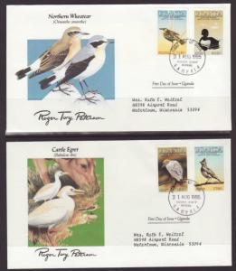 Uganda 453-456 Birds 1985 Audubon S/2 Typed FDC