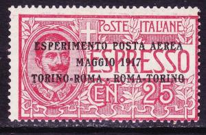 Italy C1 Mint 1917 25c Rose Red Overprinted Airmail Issue 
