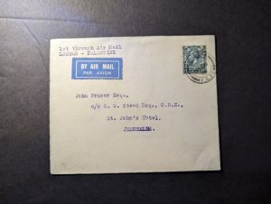 1929 England Airmail FFC First Flight Cover London to Jerusalem Palestine