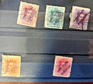 Spanish Morocco stamps: 1922, Scott 80-82, 121-122, used