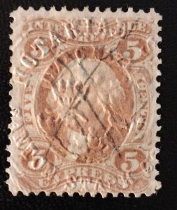 US #R25 Used 5c Express Revenue Red Embossed Raised Cancel VF 1865