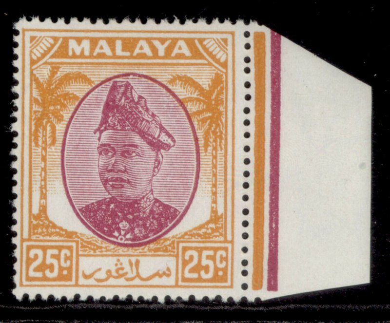 MALAYSIA - Selangor GVI SG103, 25c purple & orange, NH MINT.