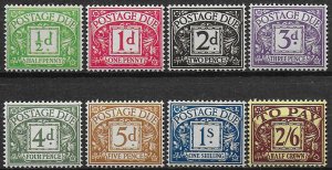 1937-38 Gran Bretagna segnatasse 8v. MNH Unif n. 24/31