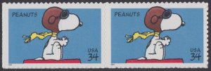 US 3507 Peanuts Snoopy 34c horz pair MNH 2001