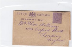south australia to england victorian newspaper  stamps wrapper ref r15998