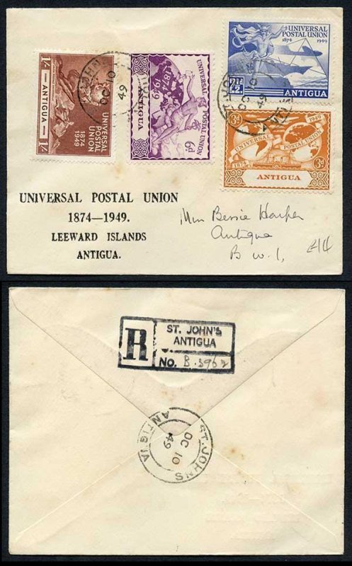 Antigua 1949 UPU Printed First Day Cover 