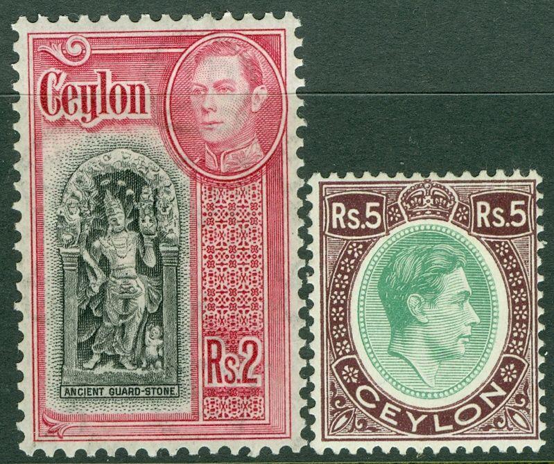 CEYLON : 1938-43. Stanley Gibbons #395, 397 Very Fine, Mint OGH. Catalog £71.00.