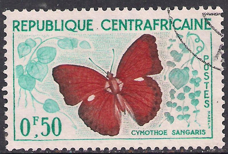 Republique Centra fricaine 0.50f Butterflies used  ( D1489 )