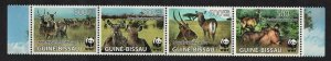 Guinea-Bissau WWF Defassa Waterbuck Strip of 4v 2008 MNH MI#3919-3922