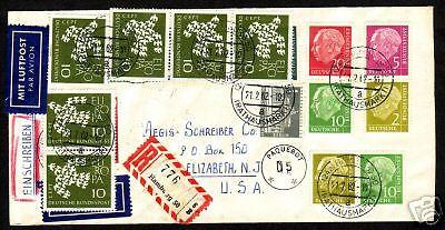 Germany Sc  702a/708a on 1962 Paquebot Cover to US