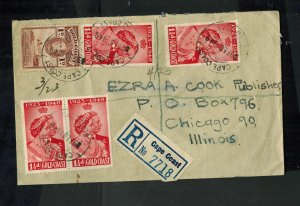 1947 Cape Coast Gold Coast Cover to Chicago USA Royal Wedding Stamps