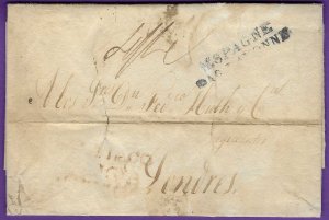 1820 FLS, Spain to London, CHOLERA FUMIGATED, ESPAGNE PAR BAYONNE w/ Contents!