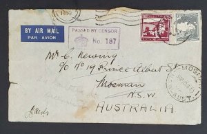 1940 Palestine Australian Army to Mosman New South Wales Censored Airmail Cover