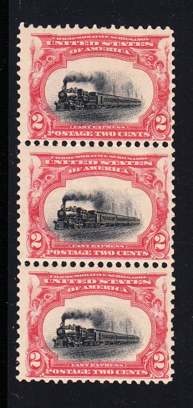 #295 Fine OG NH  strip of 3. Top stamp free!