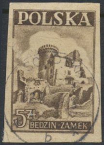Poland  Sc#  393   Used   Bedzin Castle imperf see details  / scans 