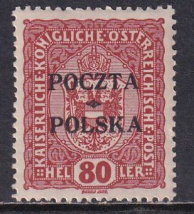 Poland 1919 Sc 49 Austrian Cracow Issue Overprinted Stamp MH