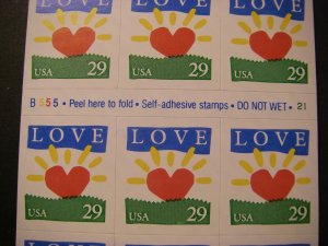 Scott 2813a, 29c Sunrise Love, #B555 21, Pane of 18, MNH Booklet Beauty