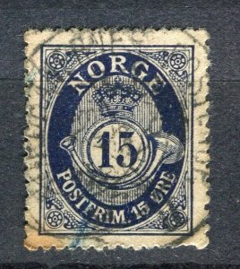 NORWAY; Early 1900s fine used Numeral issue 15ore. fine Shade + Postmark