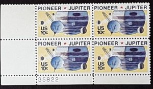 US Scott # 1556; 10c Pioneer/Jupiter from 1975; MNH, og, VF; plate Block of 4