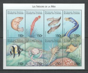 A1012 Comoros Fauna Fish & Marine Life Treasures Of The Sea 1Kb Mnh