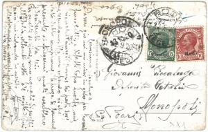 71573 - EGEAN - Postal History: MIXED POSTAGE on postcard: Rhodes / Piscopes -