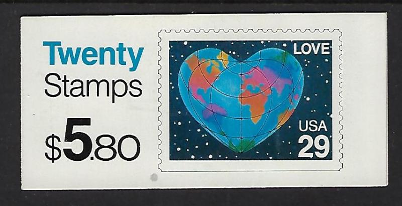 BK188 Catalog # Complete Booklet $5.80 face value 20 29cent Love Stamps P#1112