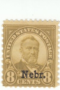 Scott # 677 - 8c Olive Green - Grant -- Nebraska Overprint -  Mint Hinged