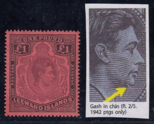 Leeward Islands SG 114af, MLH, Gash in Chin variety