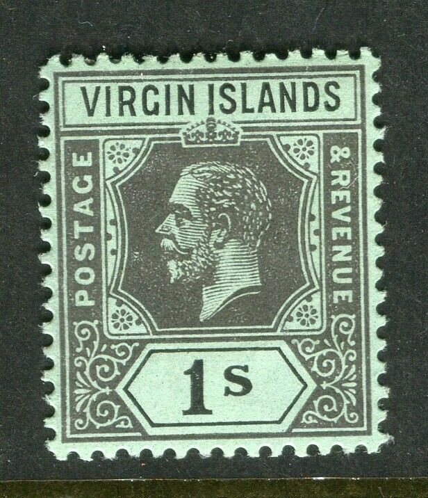 BRITISH VIRGIN ISL; 1912 early GV issue fine Mint hinged 1s. value
