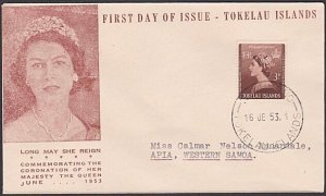 TOKELAU 1953 Coronation FDC - Nukunono cds.................................a1373