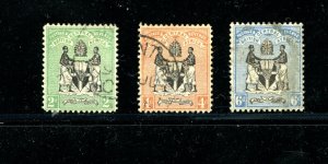 British Central Africa #22-24 (B291) Coat of Arms, 1895, Used, F-VF, CV$77.00