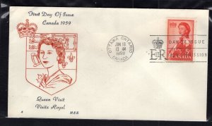 Canada #386 (1959 Royal Visit issue) unaddressed H&E cachet FDC