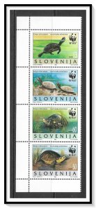 Slovenia #247 Turtles World Wildlife Strip MNH