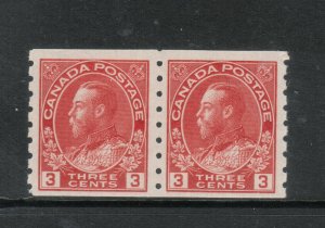 Canada #130 Mint Fine - Very Fine Never Hinged Coil Pair