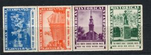 USA; 1940s early Pictorial series Historical stamps Mint MNH colour strip