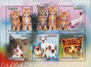 Beautiful Cat Stamp Pet Domestic Animal Souvenir Sheet of 5 Mint NH 