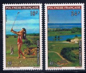 French Polynesia 275-76 Lightly Hinged 1974 Golf Course  