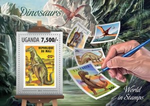 UGANDA - 2013 - Dinosaurs - Perf Souv Sheet - Mint Never Hinged