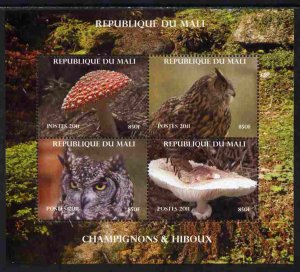 MALI - 2011 - Mushrooms & Owls - Perf 4v Sheet - MNH - Private Issue