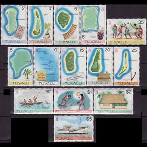 TUVALU 1976 - Scott# 24-37 Maps 4c-$5 NH