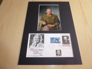 Dwight D. Eisenhower WWII photograph and USA FDC mount matte size A4