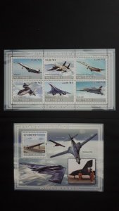 Airplanes - History of Aviation 6 - Mozambique 2009 - Complete SS + Bl ** MNH