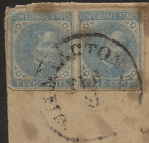 Confederate States #6 Pair Dec 30 1863 Va Mrs Richard Gaines Drakes Branch