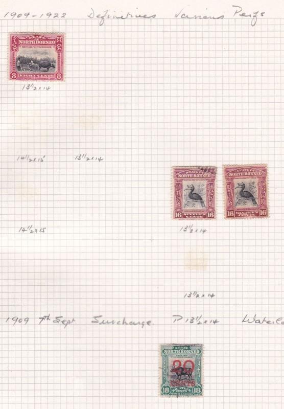 north borneo 1909 - 1922 various perf stamps ref  r8209