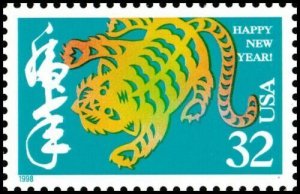 1998 Chinese New Year of the Tiger Single 32c Postage Stamp, Sc# 3179, MNH, OG